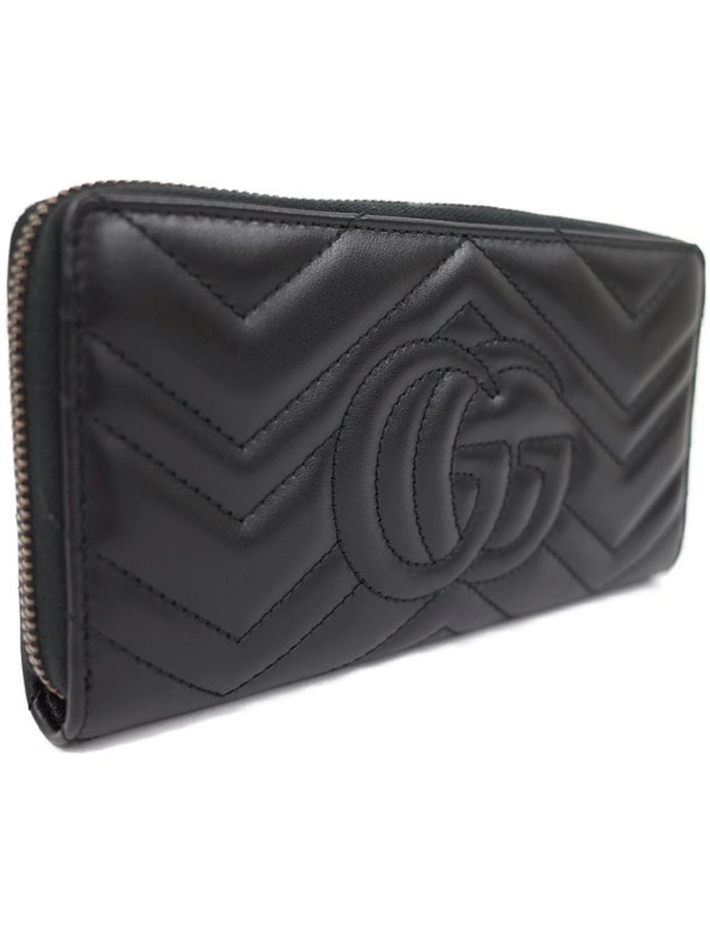 Gucci Wallet Long Marmont Zip GG Around Zipper Round Black